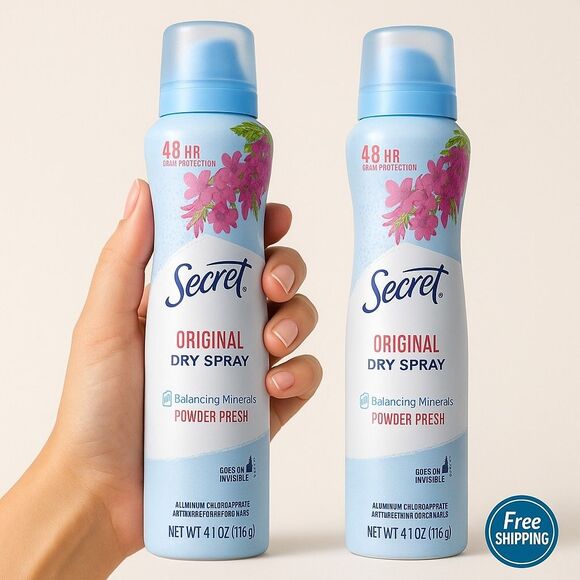Lot of 2 Secret Original Dry Spray Deodorant Powder Fresh 4.1 oz 48HR Protection - Picture 1 of 8